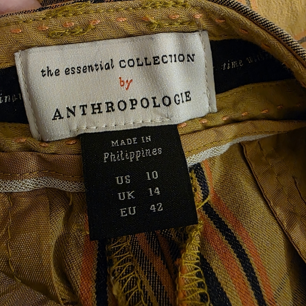 Anthropologie Yellow Plaid Straight-Leg Pants - Picture 6 of 9